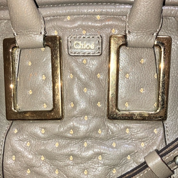 Chloe Taupe Brown Shoulder Bag with Gold Accents - Picture 3 of 14